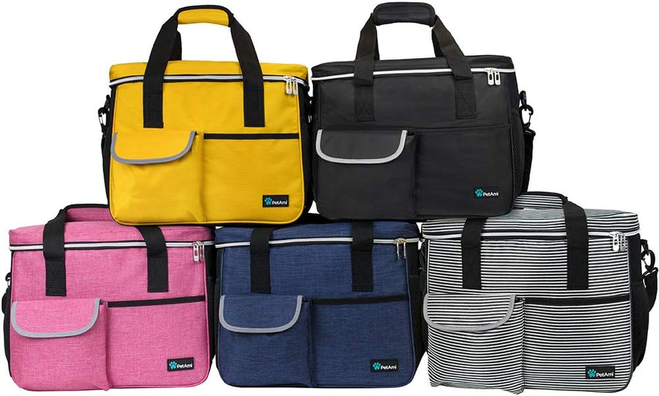 Dog Travel Bag - Travel Pet Organizer with Food Container and Bowls, Perfect for Weekend Camping or Gifting - Pink, Medium