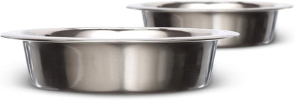 1 Cup (8 Oz.) Shallow Stainless Steel Cat Bowls, Set of 2 Neater Feeder Replacement Bowls (Express & Deluxe), Metal Cat Dishes for Food and Water, Whisker Friendly, Dishwasher Safe