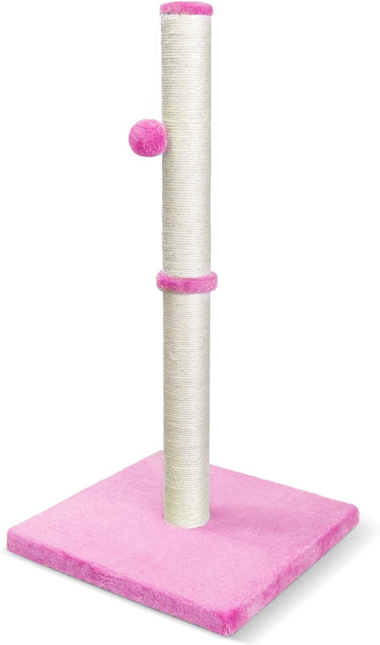 31'' Tall Cat Scratching Post - Cat Claw Scratcher with Hanging Ball - Scratching Posts for Indoor Large Cats - Durable Stable Cat Furniture with Sisal Rope - Cat Scratch Post - Pink