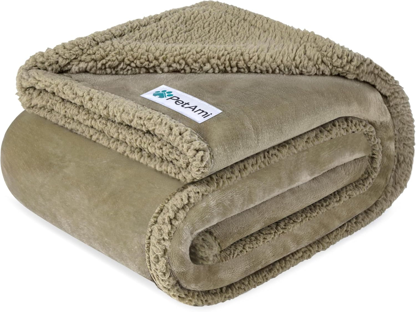 Waterproof Dog Blanket for Medium Large Dog Puppy Cat Throw for Couch Cover Leakproof Protection, Sherpa Fleece, Reversible Soft Washable 60X40 Taupe Taupe