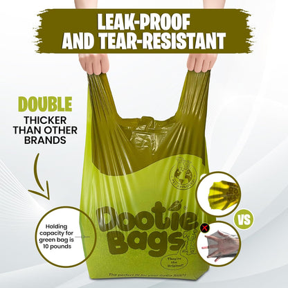 The Original Dootie Bag Is Back! Pooch Approved Large Dootie Bags, Dog Poop Bags. Strong, Leakproof - EZ Tie Handles. Perfect for Dogs & Cat Litter. Pet Waste Cleanup, Swivel Bin &  Scoopers.