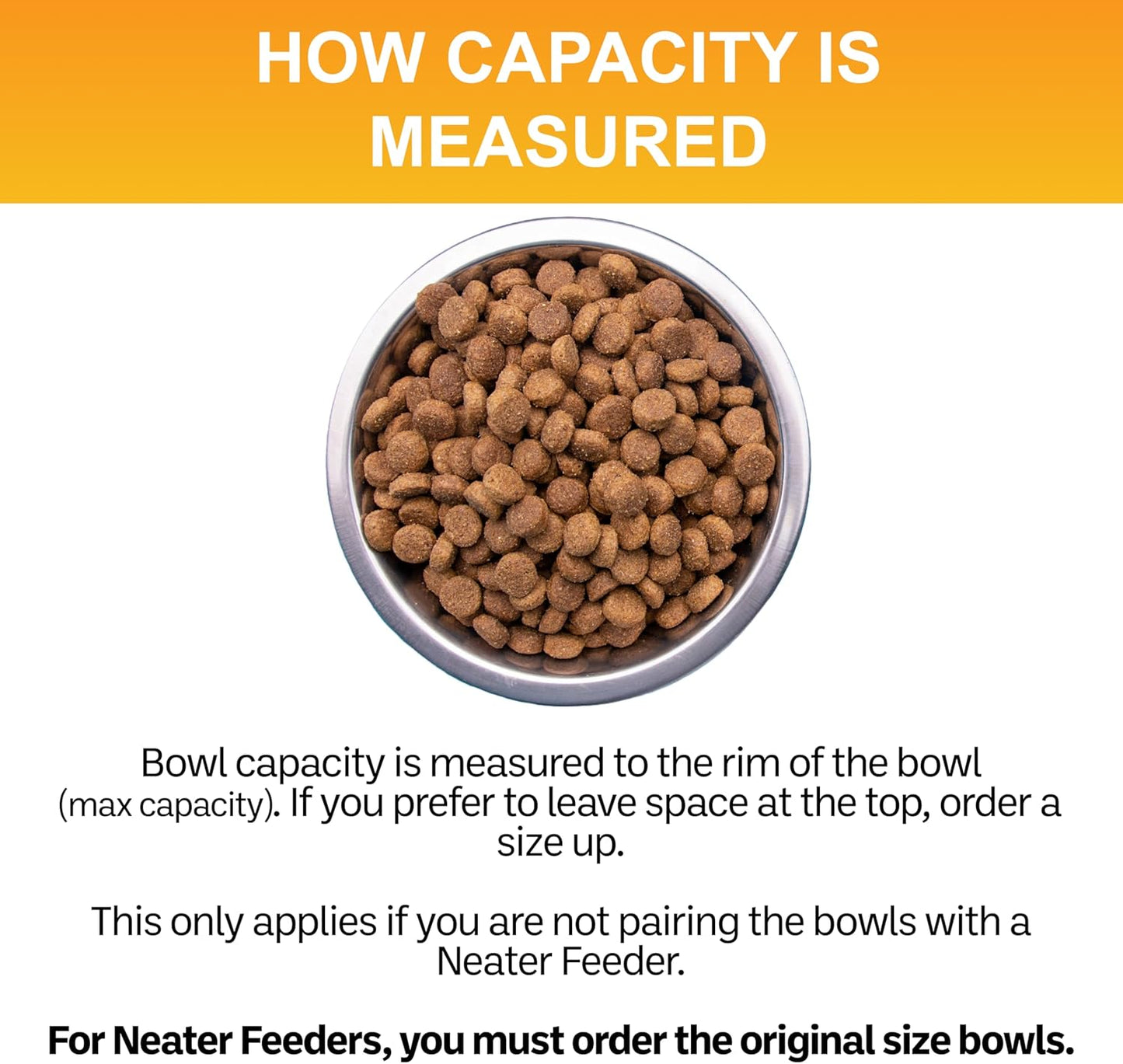 1 Cup (8 Oz.) Shallow Stainless Steel Cat Bowls, Set of 2 Neater Feeder Replacement Bowls (Express & Deluxe), Metal Cat Dishes for Food and Water, Whisker Friendly, Dishwasher Safe