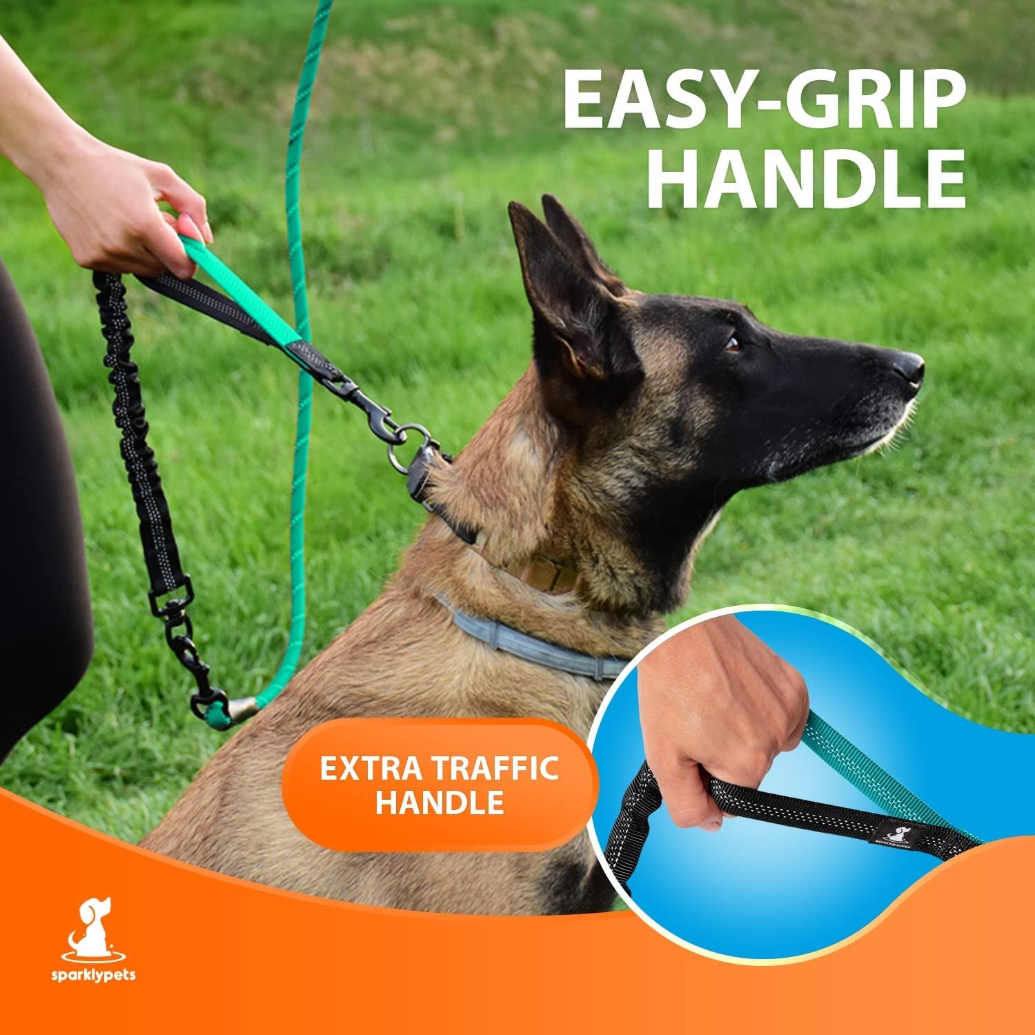 - Heavy Duty Bungee Rope Leash for Large and Medium Dogs - No Pull, Shock Absorber Long Dog Training Lead - No Slip Reflective Line for outside (5.5 Ft Bungee Leash)