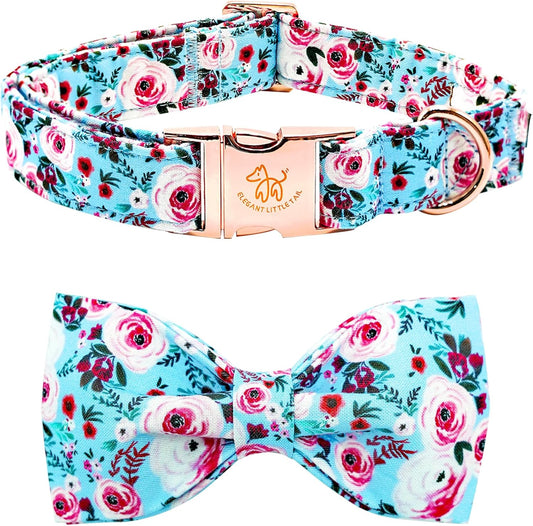 Dog Collar, Rose Print Pet Collar Summer Dog Collar Durable Metal Buckle Dog Collars Cotton Pet Adjustable Dog Collars for X-Small Dogs