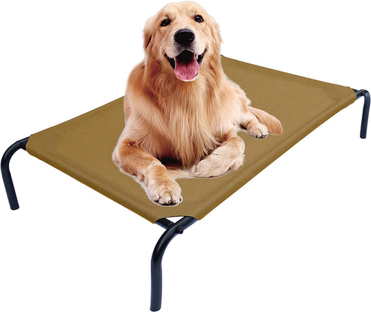 Elevated Dog Bed for Large Dogs, Raised Dog Bed with Breathable Mesh, Non Slip, Easy to Clean, 50.5 Inches, Brown