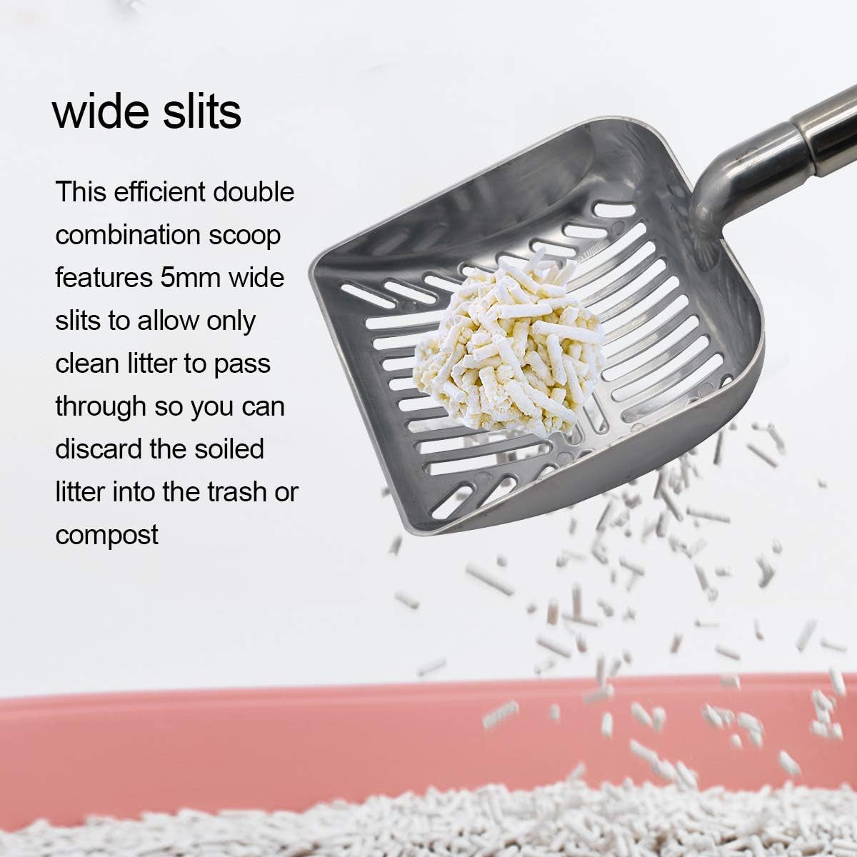 Stainless Steel Cat Litter Scoop 23 Inches Telescoping Litter Scoop with Long Handle Perfect Scooper for Cats and Dogs