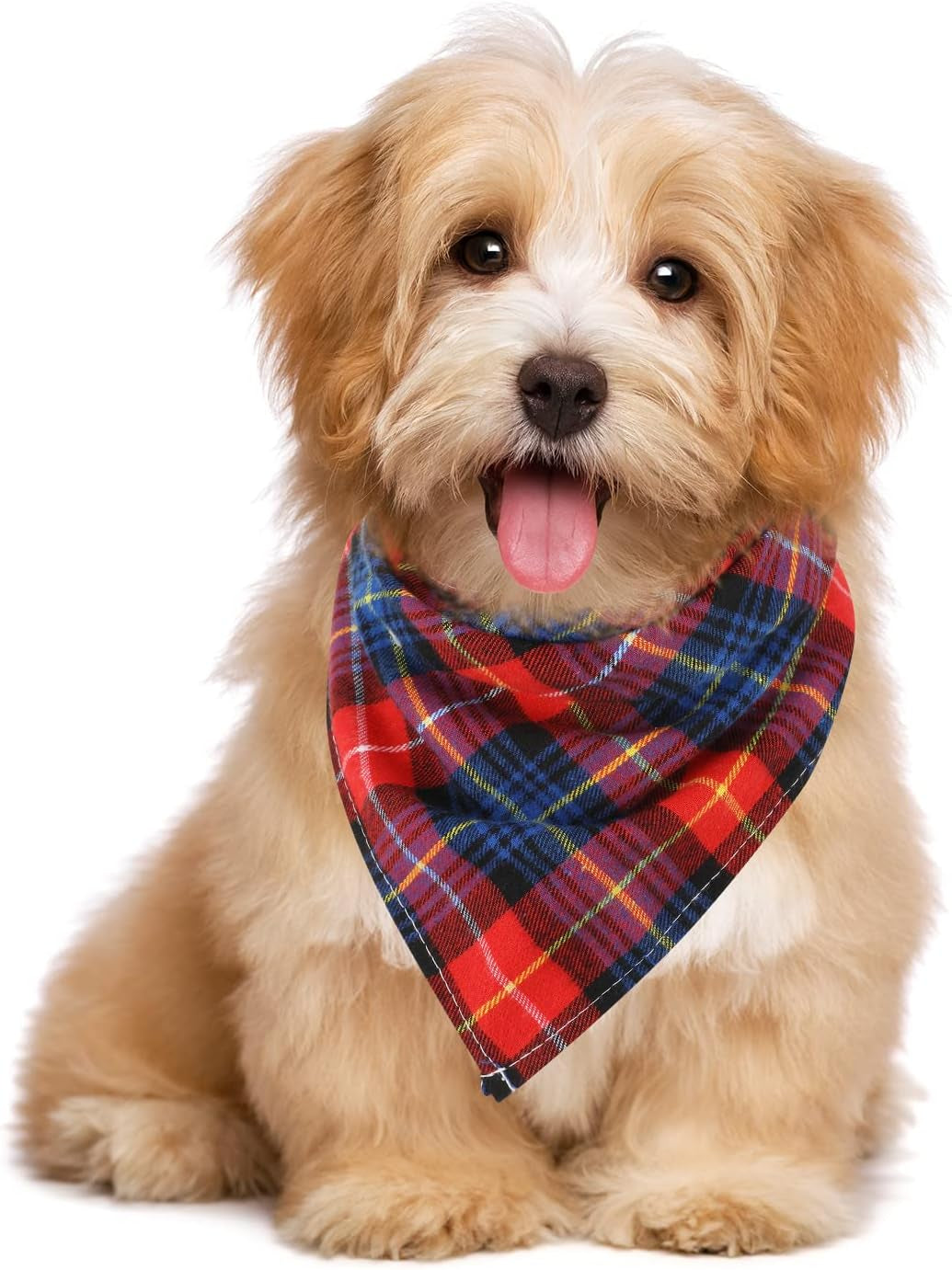 12 Piece Dog Bandanas Plaid Pet Bandanas Scarf Triangle Bibs Kerchief Washable Reversible Adjustable Pet Costume Accessories for Small Large Dogs and Cats(Lattice Graphic)
