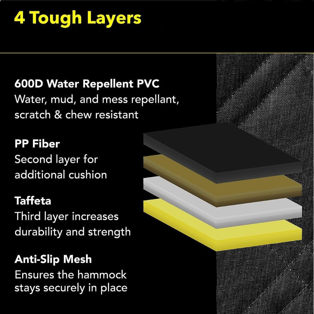 Dog Car Seat Cover with Mesh Window, Heavy Duty Pet Seat Cover for Back Seat, Extra Padded Non-Slip Dog Hammock, Water-Resistant Back Seat Protector for Cars Trucks and Suvs (64" W X 60" L)